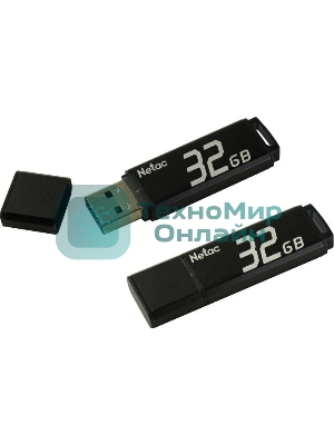 Флешка USB Netac U351 (NT03U351N-032G-20BK), 32Gb, USB 2.0, R/W 25/10, черный