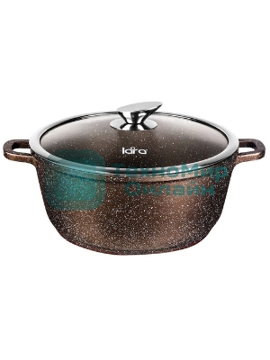 Кастрюля Lara LR02-207 Rio 30 см, 7.3 л, мрамор, капсулированное индукционное дно, крышка