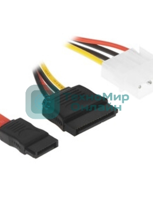 Комплект кабелей SATA Cablexpert CC-SATA-N, интерфейсный (48 см) 7pin/7pin и питания (15 см) 4pin/15pin, медь, пакет