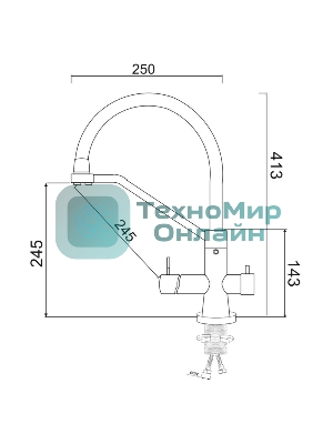 SUS127GY-016F-015 Смеситель для кухни с переключением фильтра, ø35