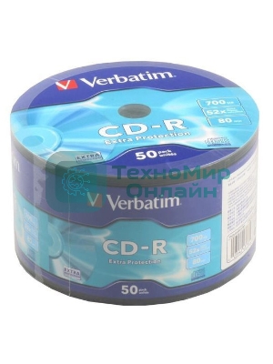 Диск CD-R Verbatim 700 Mb, 52x, Shrink (50), DataLife (50/600)