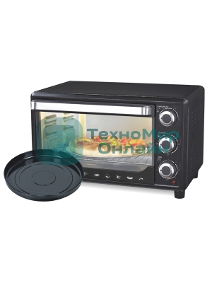 Мини-печь Sakura SA-7002BP 48л, духовка 2000Вт, механ.управление, 3 режима работы духовки (верх, низ, верх+низ), таймер на 60 минут, регулировка температуры духовки, комплектация - металлическая решетка, противень, форма круглая для выпечки (300х50 мм), ухват. чёрный.