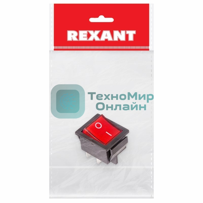 Выключатель клавишный Rexant 250V 16А (4с) ON-OFF красный с подсветкой (RWB-502, SC-767, IRS-201-1) Индивидуальная упаковка 1 шт