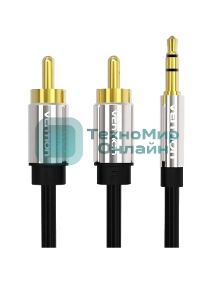Кабель Vention аудио Jack 3,5 мм M/2RCA M - 3 м черный