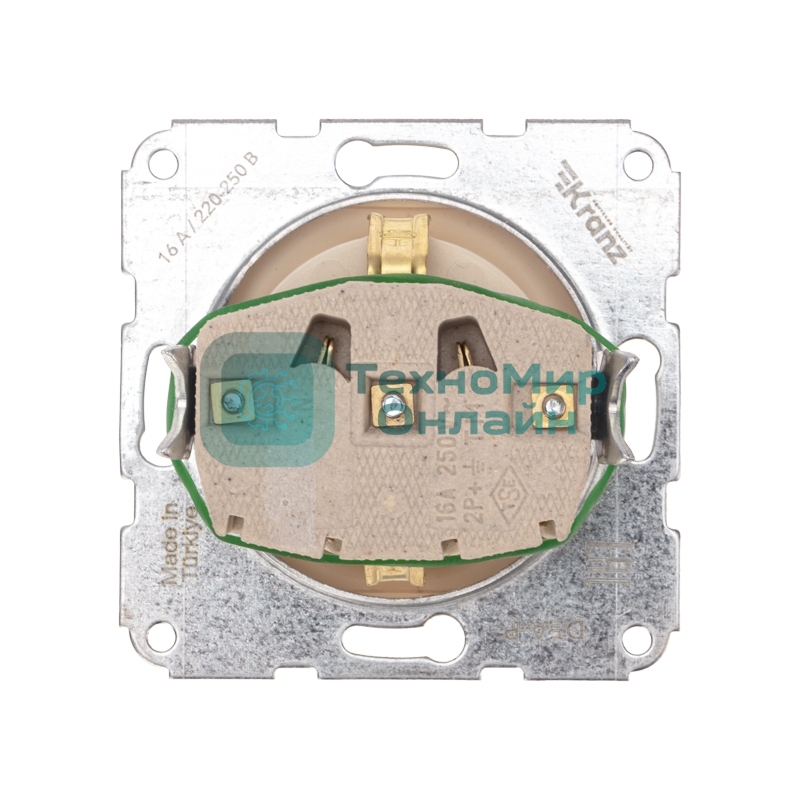 Розетка Kranz 1-ая DEA с/з с/у 16А мех. бежевый (1/10/120)