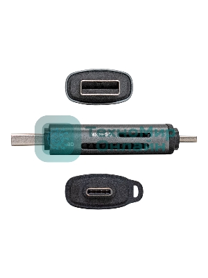 Кард-ридер ExeGate CR-201CA/серый/SDXC/SDHC/SD/microSDXC/microSDHC/microSD/USB Type-A/Type-C/алюминий