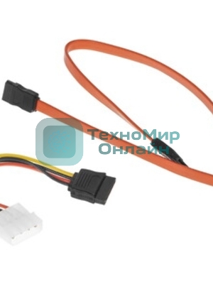 Комплект кабелей SATA Cablexpert CC-SATA-N, интерфейсный (48 см) 7pin/7pin и питания (15 см) 4pin/15pin, медь, пакет