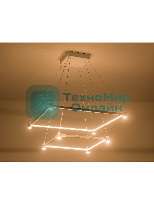 Подвесной светодиодный светильник Ambrella light FL5595/2+8 WH белый 60W 3000K/4200K/6400K 600*600*1300 (без ПДУ)