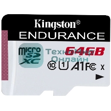Флеш карта microSD 64Gb Kingston microSDНC Class 10 A1 UHS-I Endurance 95R/30W Card Only