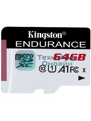 Флеш карта microSD 64Gb Kingston microSDНC Class 10 A1 UHS-I Endurance 95R/30W Card Only