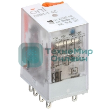 Реле интерфейсное ORM-1 4C 220В AC с LED и тест. кнопкой ONI ORM-1-4C-AC220V-L-B