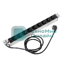 Блок розеток Rem-16 с инд., 9 Shuko, 16A, алюм., 19