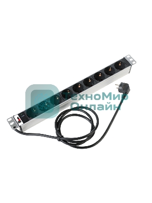 Блок розеток Rem-16 с инд., 9 Shuko, 16A, алюм., 19