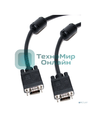 кабель для монитора VGA 15M/15M 10.0 метров, 5bites, ферритовые кольца APC-133-100