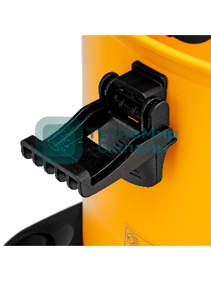 Строительный пылесос Denzel RVC20 желтый, 1400 Вт, уборка сухая/сбор воды/выдув, пылесборник мешок/контейнер, 20 л