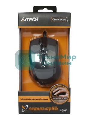 Мышь проводная A4Tech N-500F серый глянец/черный, 1200 dpi, USB, кнопки - 4