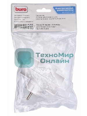 Сетевой разветвитель Buro BU-PS3TG-W (3 розетки) белый (пакет ПЭ)