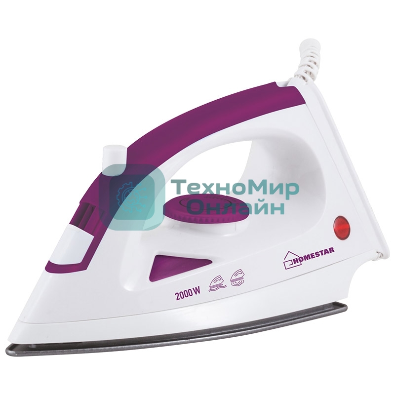 Утюг Homestar HS-4001 белый/сиреневый, 2000 Вт, 20 г/мин, 100 г/мин, 90 мл