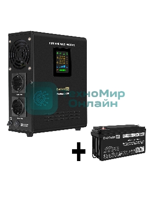 Комплект Источник бесперебойного питания EX295995RUS + батарея 65Aч EX282980RUS 1шт (инвертор, синус, для котла, настенный) ExeGate FineSine SX-500.LCD.AVR.2SH <500VA/300W, чистая синусоида, цветной LCD-дисплей, AVR, 2*Schuko, линейно-интерактивный, крепление настенное/универсальное, черный> + батарея ExeGate DT 1265 (12В, 65Ач) 1шт