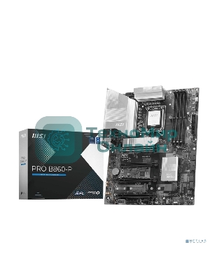 Материнская плата MSI PRO B860-P, LGA 1851, Intel B860, 4xDDR5, 4xSATA, 3xM.2, 1xPCIe 5.0 x16, 1xPCIe 4.0 x4, 2xPCIe 4.0 x1, 1xHDMI, 1xDP, 1xUSB-C, 1x 5Gb LAN, 2xUSB-A 3.2 Gen 2, 2xUSB-A 3.2 Gen 1, 4xUSB-A 2.0, 3x3.5 мм, 7.1, ATX