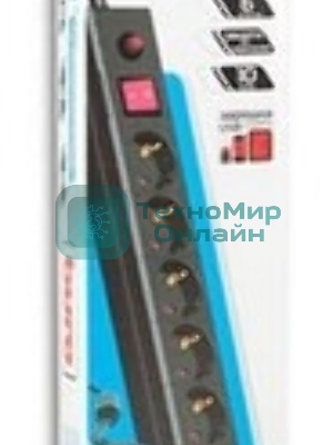 Сетевой фильтр Buro BU-SP1.8 USB 2A-W 1.8 м, 6 розеток, белый, коробка