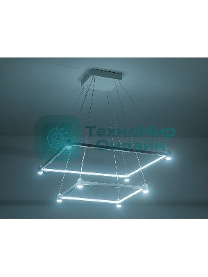 Подвесной светодиодный светильник Ambrella light FL5595/2+8 WH белый 60W 3000K/4200K/6400K 600*600*1300 (без ПДУ)