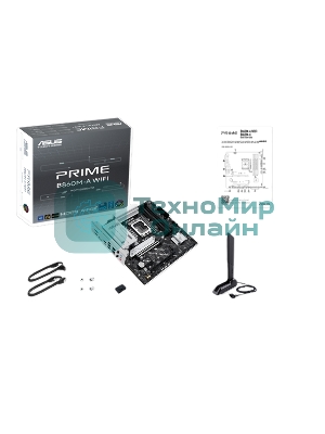 Материнская плата ASUS PRIME B860M-A WIFI, LGA 1851, Intel B860, 4xDDR5, 4xSATA, 2xM.2, 1xPCIe 5.0 x16, 1xPCIe 4.0 x16, 1xPCIe 4.0 x1, 2xDP, 1xHDMI, 1x 2.5Gb LAN, 1xUSB-C 20Gbps, 1xUSB-A 10Gbps, 2xUSB-A 5Gbps, 4xUSB-A 2.0, 3x3.5 мм, 7.1, micro-ATX.