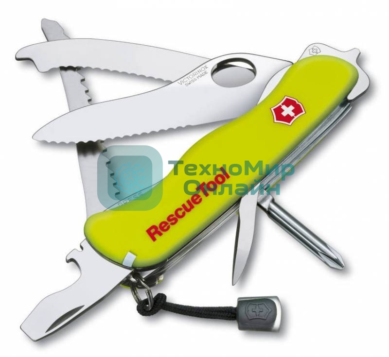 Нож перочинный Victorinox RescueTool One Hand (0.8623.MWN) 111мм 12функций салатовый карт.коробка