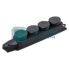 Розетка (колодка) 4-м Омега РБ34-1-0м с защ. крышкой IP44 каучук IEK PKR64-016-2-K02