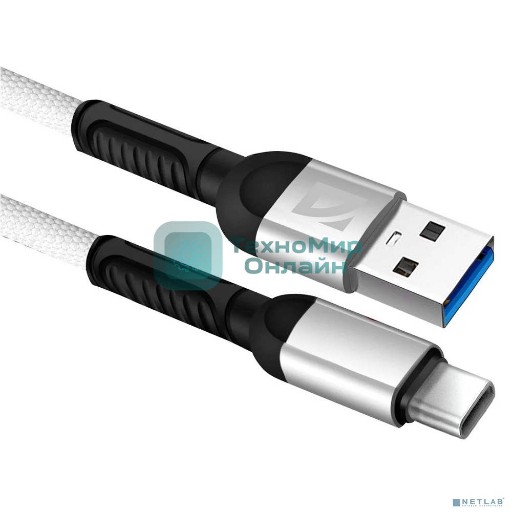 Кабель Defender USB кабель F167 TypeC 1м, 2.4А, ткань, пакет