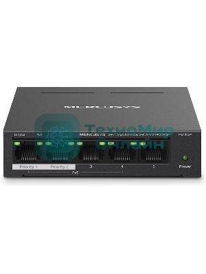 Коммутатор настольный Mercusys MS105GP с 5 гигабитными портами (4 порта PoE+)
