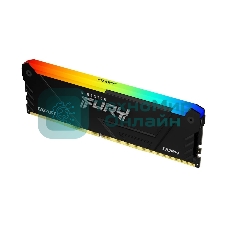 Оперативная память Kingston Fury Beast, DDR4, 32GB (1x32GB), 3200MHz, CL16, DIMM, с радиатором, RGB, черный
