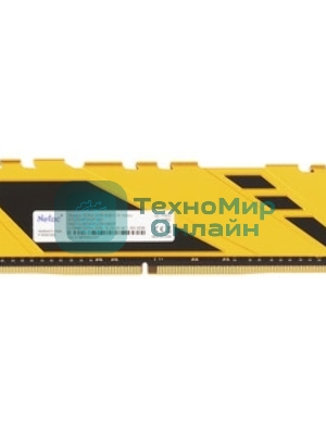 Оперативная память NETAC Shadow, DDR4, 8GB (1x8GB), 3200MHz, CL16, DIMM, с радиаторами, желтый