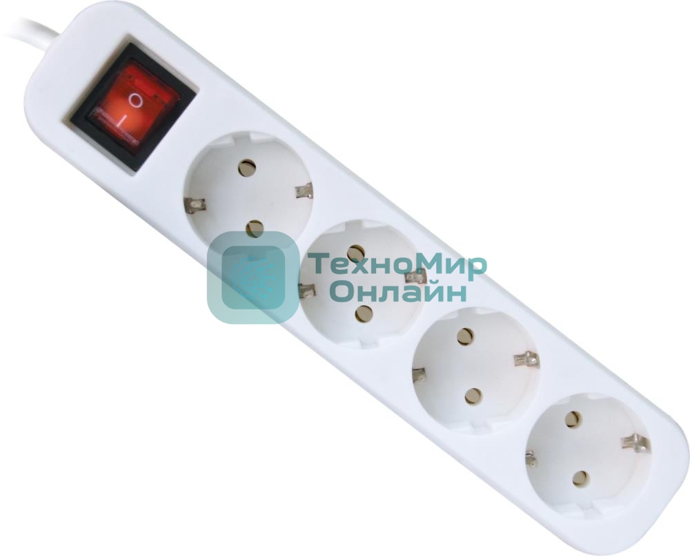 Удлинитель сетевой Defender S430 белый, 3 м, EURO, 4 розетки, 2200 Вт