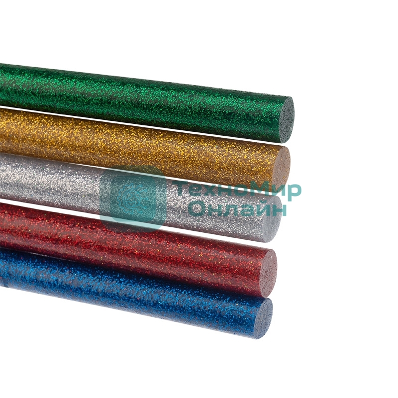 Клеевые стержни Rexant, Ø11 мм, 270 мм, цветные с блестками, 10 шт., хедер