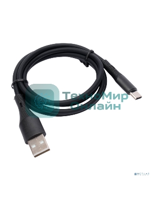 Кабель USB2.0 Cablexpert CC-USB2S-AMCM-1M-BK AM/Type-C, 3А, 18Вт, QC3.0, силиконовый, медь, 1м, черный, пакет