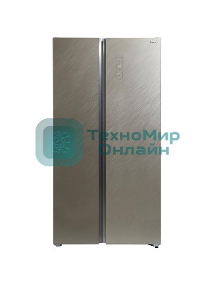 Холодильник Бирюса SBS 541 TGG текстурированное бежевое стекло двухкамерный 343/198 л морозилка слева, NoFrost, Side-by-side