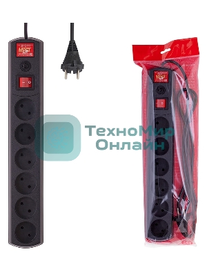 Сетевой фильтр Most LR 1.7м (6 розеток) черный (коробка)