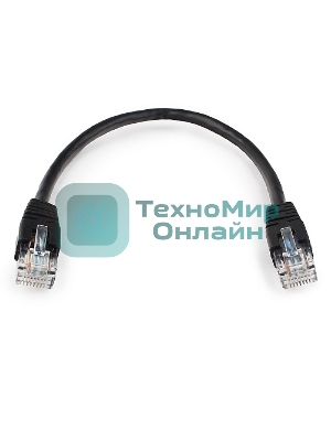 Патч-корд UTP Cablexpert PP6U-0.25M/BK cat.6, 0.25м, литой, многожильный, черный