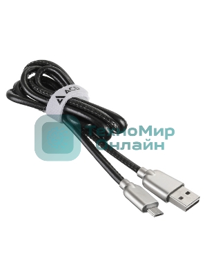 Кабель USB ACD-Allure MicroUSB - USB-A Кожа, 1м, черный