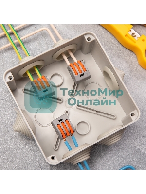 Универсальная клемма Rexant 3-проводная, серая (0,08-2,5/4 мм²) (50 шт./уп.)