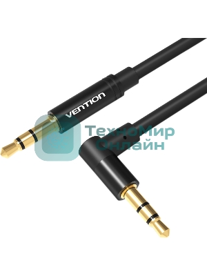Кабель Vention аудио Jack 3,5 мм M/Jack 3,5 мм M угол 90 - 1м черный Кабель Vention аудио Jack 3,5 мм M/Jack 3,5 мм M угол 90 - 1м черный