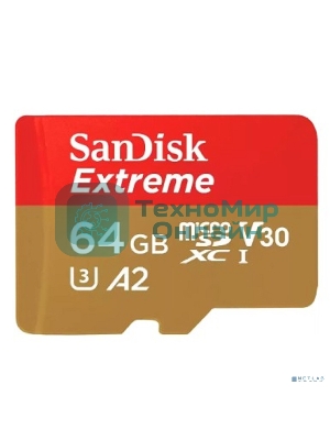 Флеш карта microSD 64Gb SanDisk microSDXC Class 10 UHS-I A1 C10 V30 U3 Extreme 170Mb/s