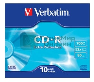 Диск CD-R Verbatim 700Mb 52x Slim case (10шт) (43415)