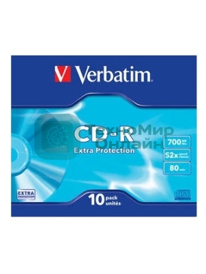 Диск CD-R Verbatim 700Mb 52x Slim case (10шт) (43415)