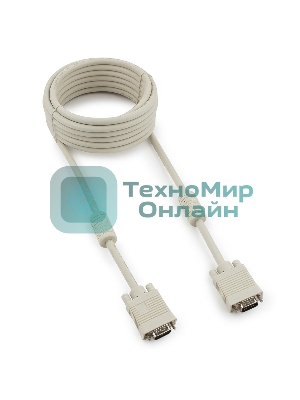 Кабель Gembird/Cablexpert VGA Premium, 15M/15M,5.0м, серый, тройной экран, феррит.кольца