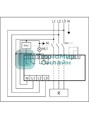 Ограничитель мощности ОМ-630 3ф 5-50кВт многофункц. подключение приоритетной и неприоритетной нагрузок F&F EA03.001.007