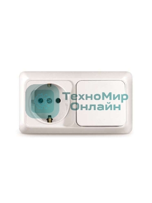 Блок ОП Олимп 1-кл. вык.+ роз. с заземл. горизонт. бел. UNIVersal О0032