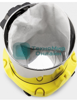 Строительный пылесос Karcher WD 3 P S V-17/4/20 желтый, 1000 Вт, уборка сухая/сбор воды, пылесборник мешок/контейнер, 17 л