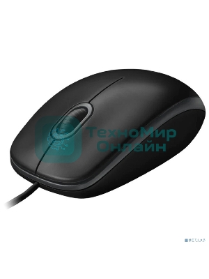 Мышь проводная Logitech B100 черный, 1000 dpi, USB, кнопки - 3